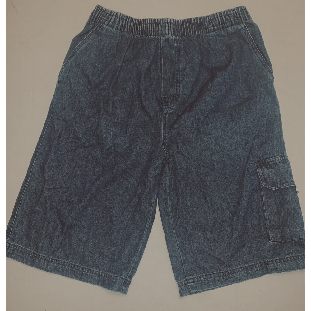Big Dogs Kids Size 16-18 Boys Girls Blue Denim Casual Shorts Unisex Elastic EUC